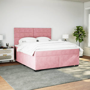 Κρεβάτι Boxspring με Στρώμα Ροζ 180x200 εκ. Βελούδινο