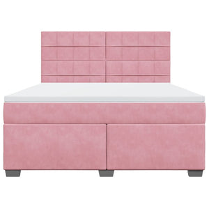 Κρεβάτι Boxspring με Στρώμα Ροζ 180x200 εκ. Βελούδινο
