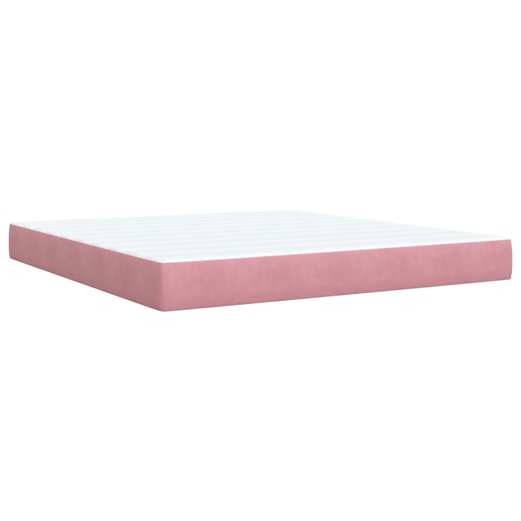Κρεβάτι Boxspring με Στρώμα Ροζ 180x200 εκ. Βελούδινο