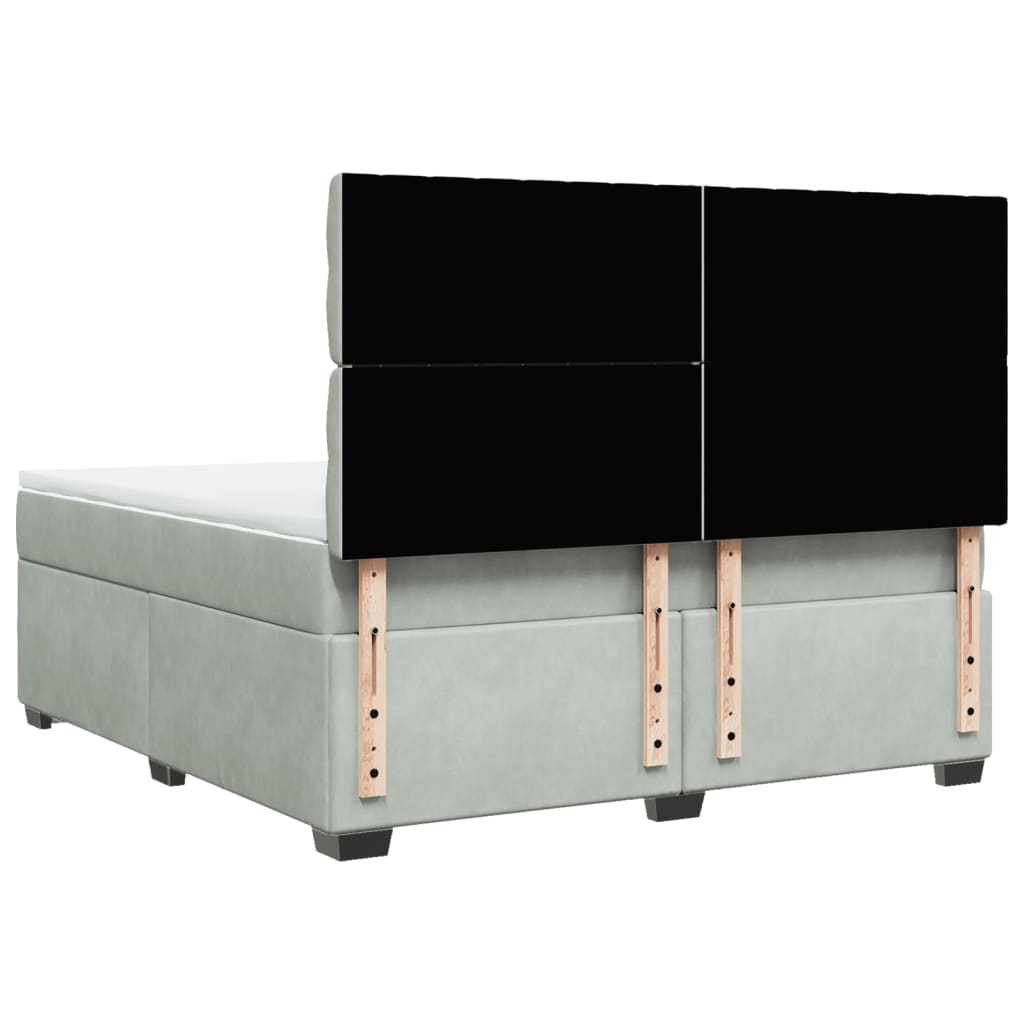 Κρεβάτι Boxspring με Στρώμα Ανοιχτό Γκρι 180x200 εκ. Βελούδινο - Pakobazaar