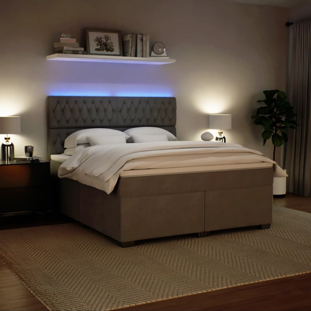 Κρεβάτι Boxspring με Στρώμα Ανοιχτό Γκρι 180x200 εκ. Βελούδινο - Pakobazaar