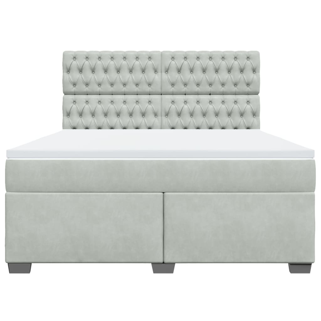 Κρεβάτι Boxspring με Στρώμα Ανοιχτό Γκρι 180x200 εκ. Βελούδινο - Pakobazaar