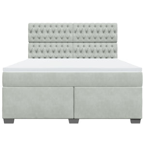 Κρεβάτι Boxspring με Στρώμα Ανοιχτό Γκρι 180x200 εκ. Βελούδινο - Pakobazaar