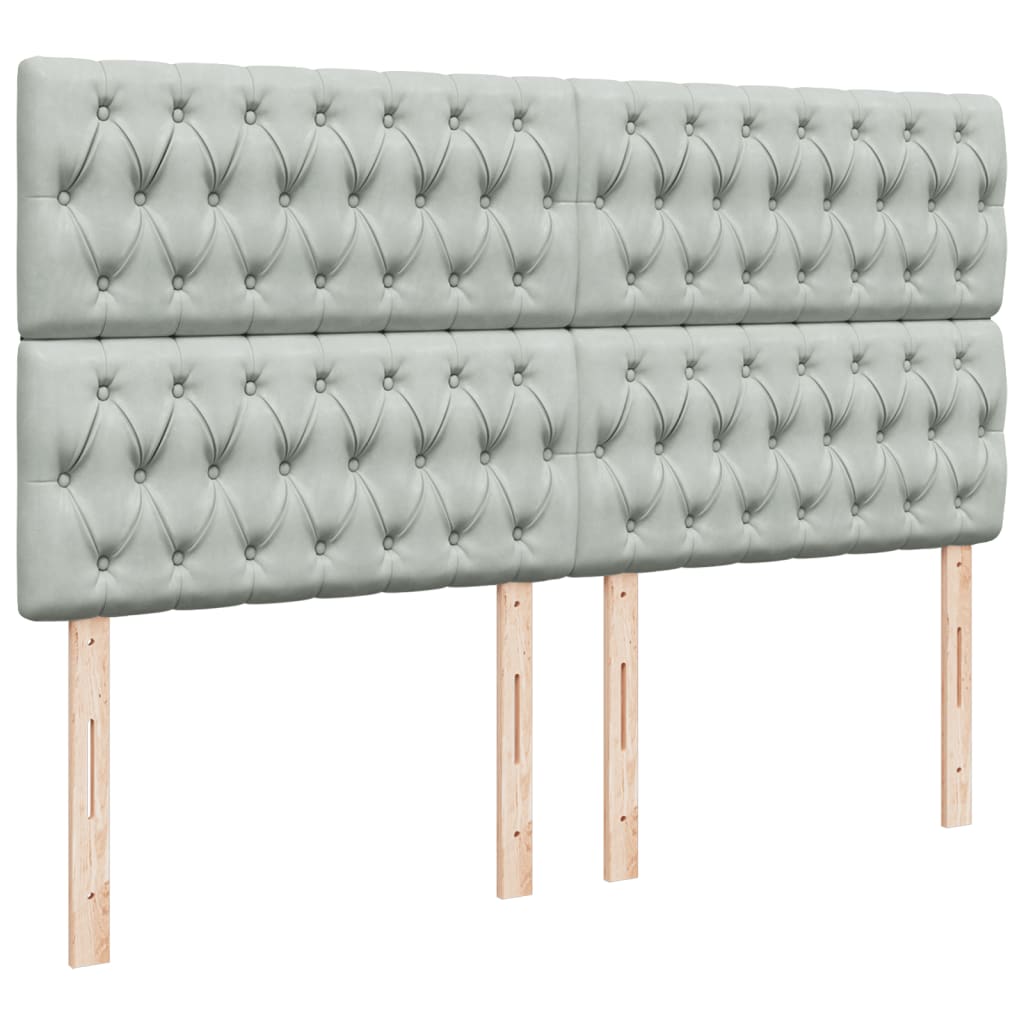 Κρεβάτι Boxspring με Στρώμα Ανοιχτό Γκρι 180x200 εκ. Βελούδινο - Pakobazaar