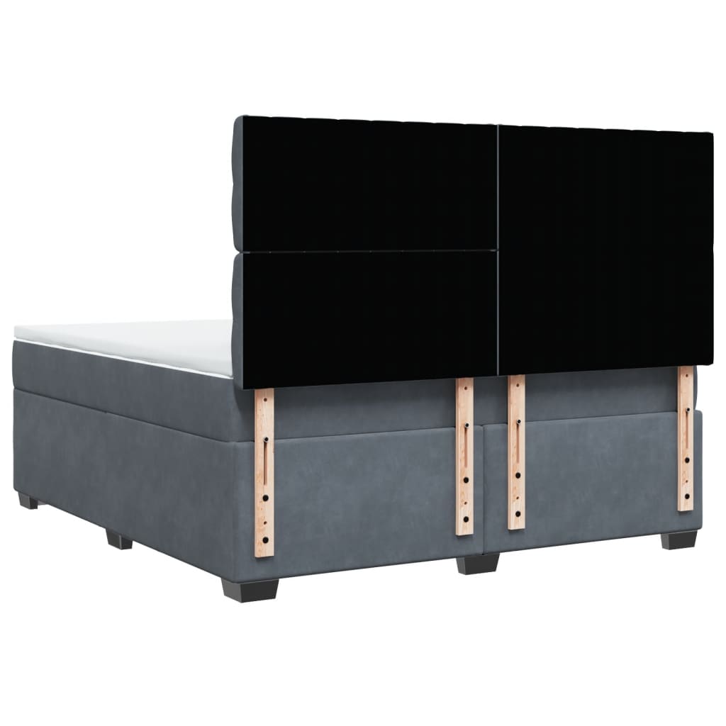 Κρεβάτι Boxspring με Στρώμα Σκούρο Γκρι 180x200 εκ. Βελούδινο - Pakobazaar