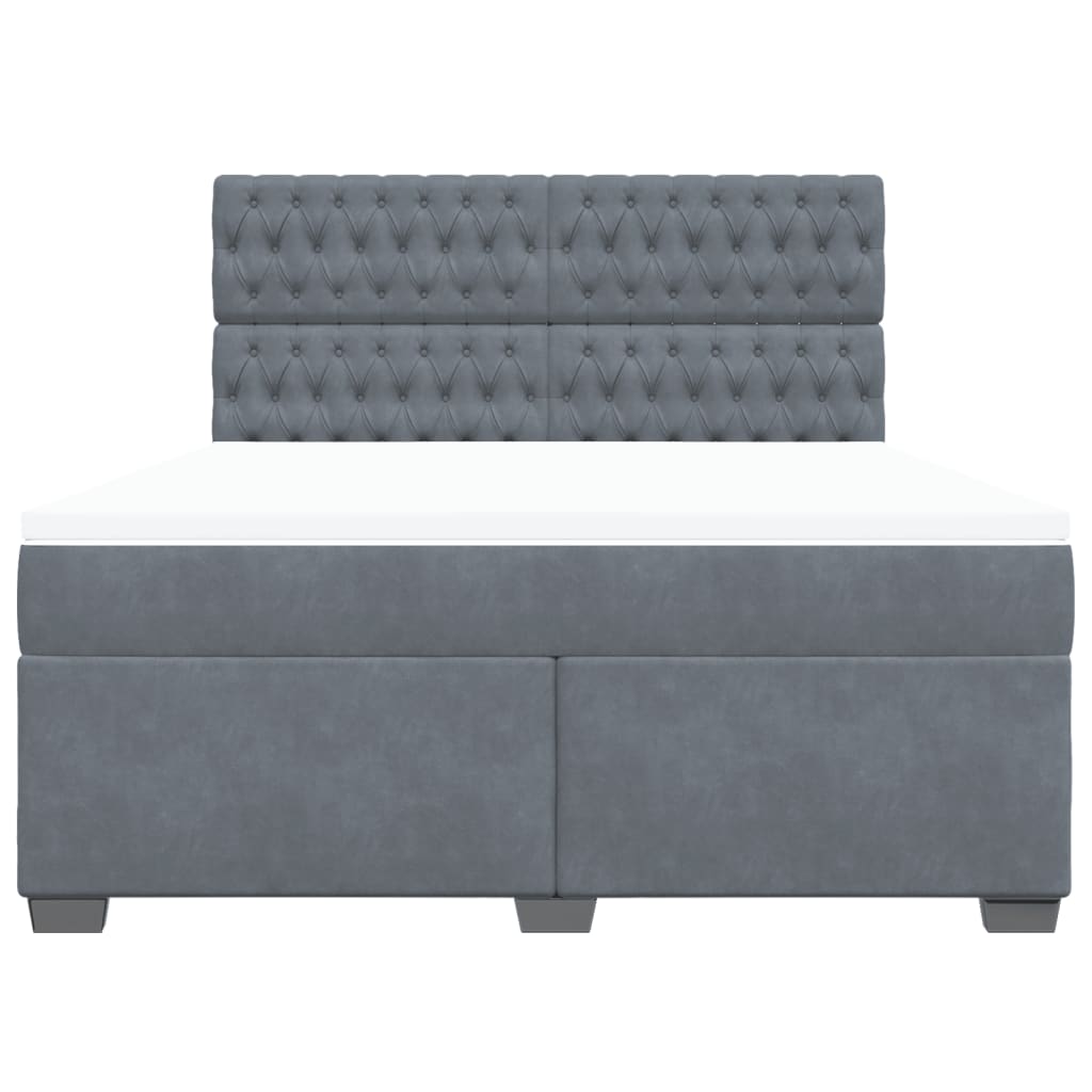 Κρεβάτι Boxspring με Στρώμα Σκούρο Γκρι 180x200 εκ. Βελούδινο - Pakobazaar