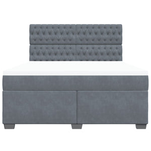Κρεβάτι Boxspring με Στρώμα Σκούρο Γκρι 180x200 εκ. Βελούδινο - Pakobazaar