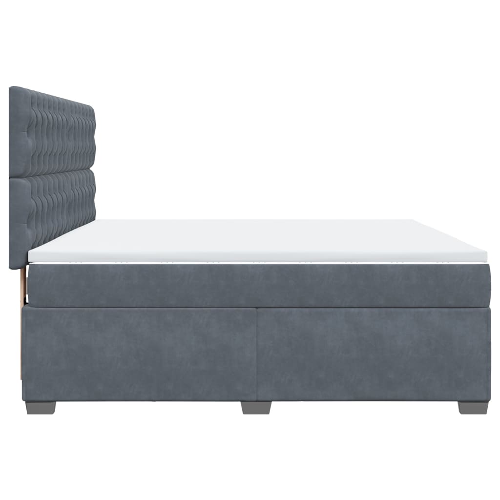 Κρεβάτι Boxspring με Στρώμα Σκούρο Γκρι 180x200 εκ. Βελούδινο - Pakobazaar