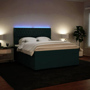 Κρεβάτι Boxspring με Στρώμα Σκούρο Πράσινο 180x200εκ. Βελούδινο