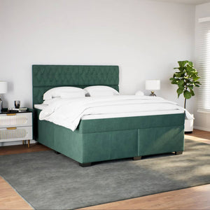 Κρεβάτι Boxspring με Στρώμα Σκούρο Πράσινο 180x200εκ. Βελούδινο