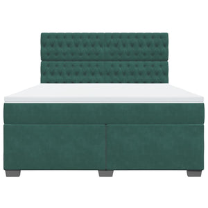 Κρεβάτι Boxspring με Στρώμα Σκούρο Πράσινο 180x200εκ. Βελούδινο