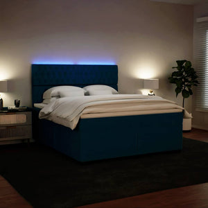Κρεβάτι Boxspring με Στρώμα Μπλε 180x200 εκ. Βελούδινο - Pakobazaar