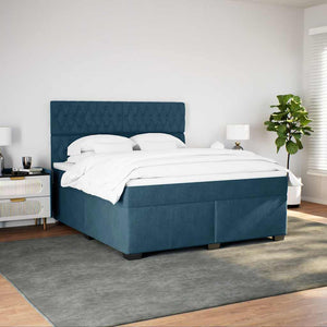 Κρεβάτι Boxspring με Στρώμα Μπλε 180x200 εκ. Βελούδινο - Pakobazaar