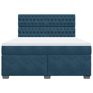 Κρεβάτι Boxspring με Στρώμα Μπλε 180x200 εκ. Βελούδινο - Pakobazaar