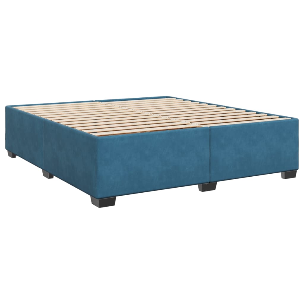 Κρεβάτι Boxspring με Στρώμα Μπλε 180x200 εκ. Βελούδινο - Pakobazaar