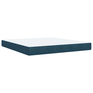 Κρεβάτι Boxspring με Στρώμα Μπλε 180x200 εκ. Βελούδινο - Pakobazaar
