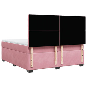 Κρεβάτι Boxspring με Στρώμα Ροζ 180x200 εκ. Βελούδινο