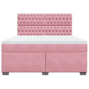 Κρεβάτι Boxspring με Στρώμα Ροζ 180x200 εκ. Βελούδινο