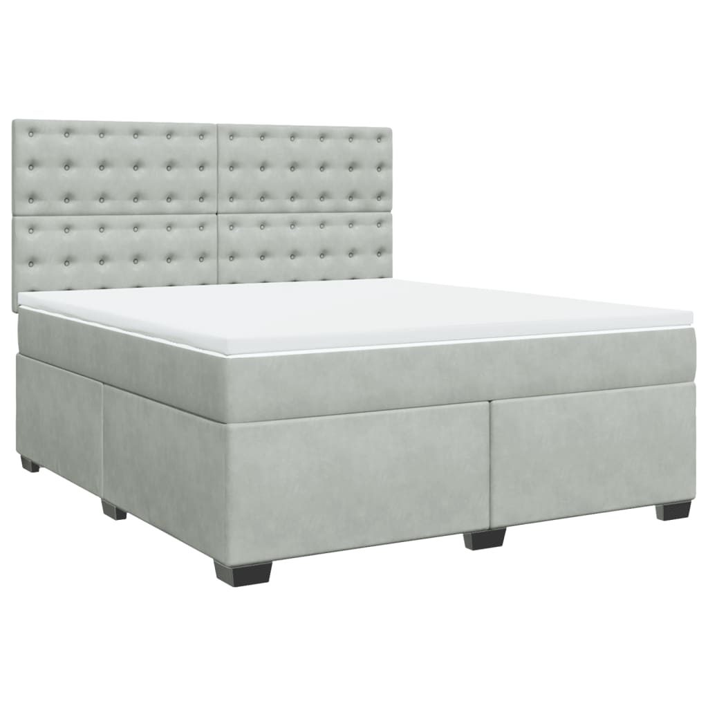 Κρεβάτι Boxspring με Στρώμα Ανοιχτό Γκρι 180x200 εκ. Βελούδινο