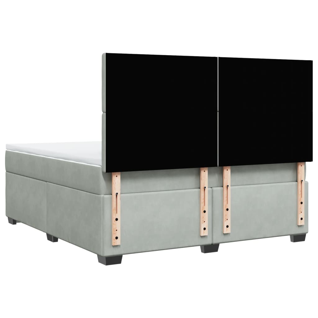 Κρεβάτι Boxspring με Στρώμα Ανοιχτό Γκρι 180x200 εκ. Βελούδινο
