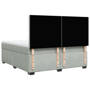 Κρεβάτι Boxspring με Στρώμα Ανοιχτό Γκρι 180x200 εκ. Βελούδινο