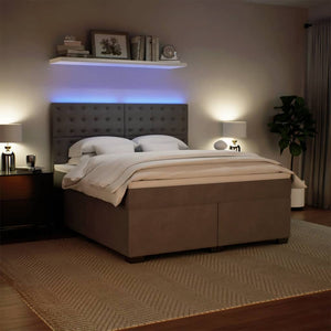 Κρεβάτι Boxspring με Στρώμα Ανοιχτό Γκρι 180x200 εκ. Βελούδινο