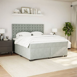 Κρεβάτι Boxspring με Στρώμα Ανοιχτό Γκρι 180x200 εκ. Βελούδινο