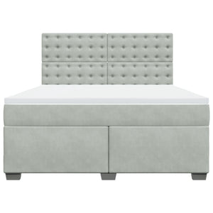 Κρεβάτι Boxspring με Στρώμα Ανοιχτό Γκρι 180x200 εκ. Βελούδινο