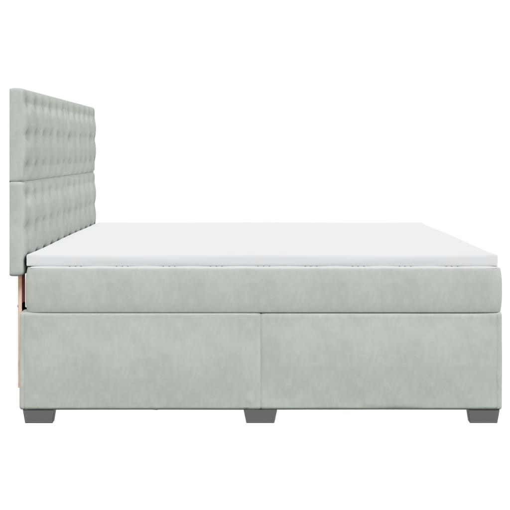 Κρεβάτι Boxspring με Στρώμα Ανοιχτό Γκρι 180x200 εκ. Βελούδινο