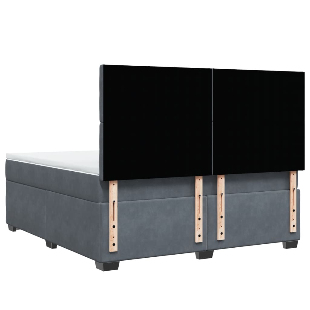 Κρεβάτι Boxspring με Στρώμα Σκούρο Γκρι 180x200 εκ. Βελούδινο - Pakobazaar