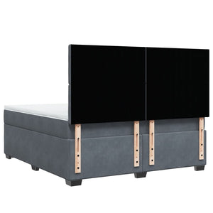 Κρεβάτι Boxspring με Στρώμα Σκούρο Γκρι 180x200 εκ. Βελούδινο - Pakobazaar