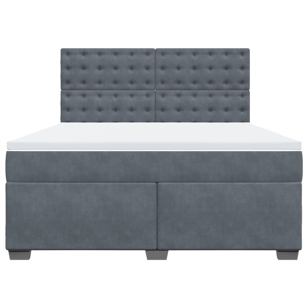 Κρεβάτι Boxspring με Στρώμα Σκούρο Γκρι 180x200 εκ. Βελούδινο - Pakobazaar