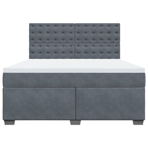 Κρεβάτι Boxspring με Στρώμα Σκούρο Γκρι 180x200 εκ. Βελούδινο - Pakobazaar