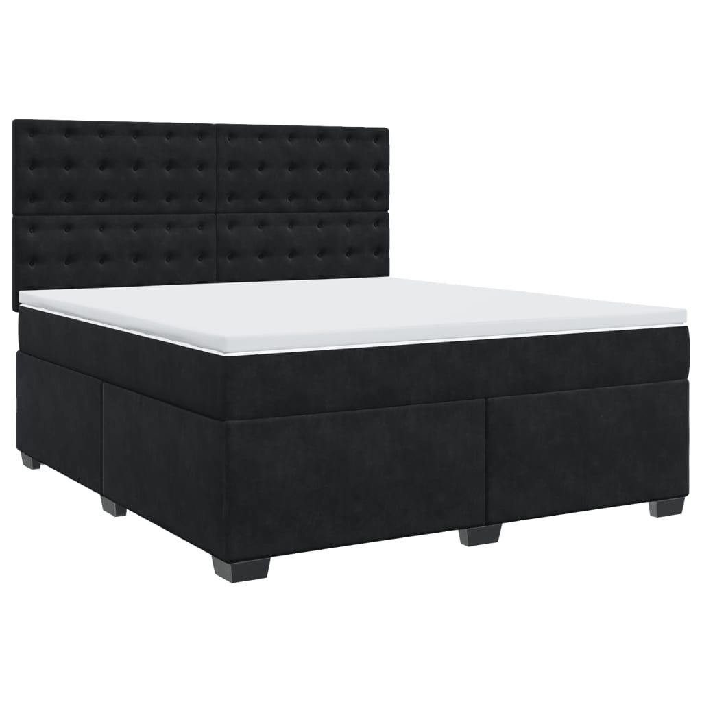 Κρεβάτι Boxspring με Στρώμα Μαύρο 180x200 εκ. Βελούδινο - Pakobazaar