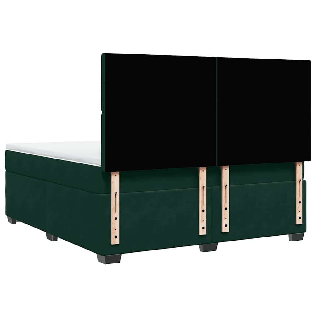 Κρεβάτι Boxspring με Στρώμα Σκούρο Πράσινο 180x200εκ. Βελούδινο