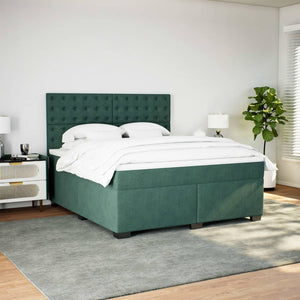 Κρεβάτι Boxspring με Στρώμα Σκούρο Πράσινο 180x200εκ. Βελούδινο