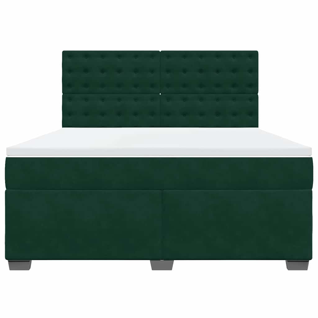 Κρεβάτι Boxspring με Στρώμα Σκούρο Πράσινο 180x200εκ. Βελούδινο