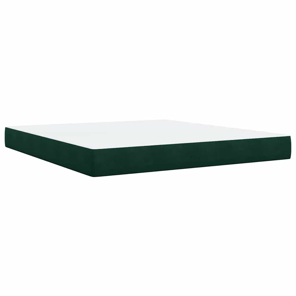 Κρεβάτι Boxspring με Στρώμα Σκούρο Πράσινο 180x200εκ. Βελούδινο