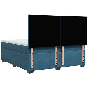 Κρεβάτι Boxspring με Στρώμα Μπλε 180x200 εκ. Βελούδινο - Pakobazaar