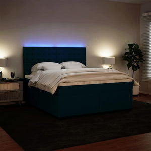 Κρεβάτι Boxspring με Στρώμα Μπλε 180x200 εκ. Βελούδινο - Pakobazaar