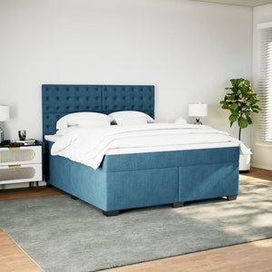 Κρεβάτι Boxspring με Στρώμα Μπλε 180x200 εκ. Βελούδινο - Pakobazaar
