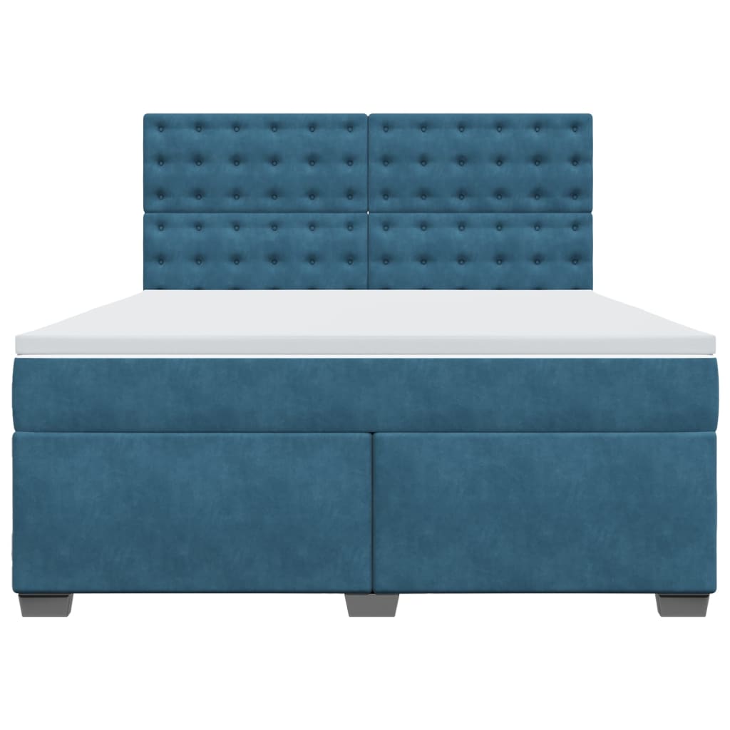 Κρεβάτι Boxspring με Στρώμα Μπλε 180x200 εκ. Βελούδινο - Pakobazaar