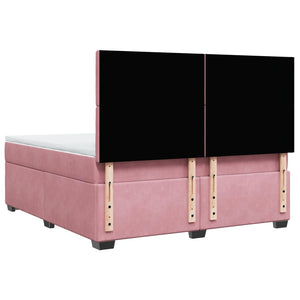 Κρεβάτι Boxspring με Στρώμα Ροζ 180x200 εκ. Βελούδινο
