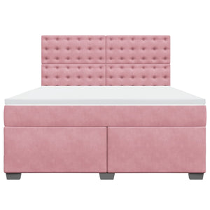 Κρεβάτι Boxspring με Στρώμα Ροζ 180x200 εκ. Βελούδινο
