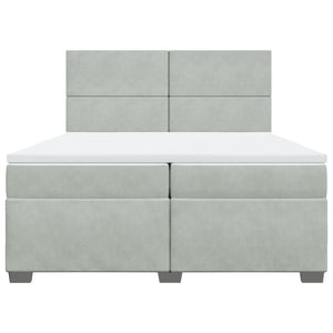 Κρεβάτι Boxspring με Στρώμα Ανοιχτό Γκρι 200x200 εκ. Βελούδινο - Pakobazaar