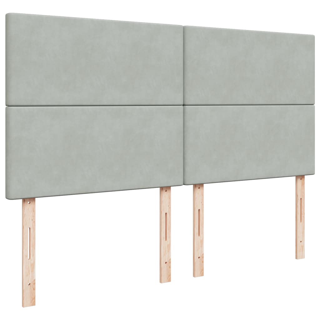 Κρεβάτι Boxspring με Στρώμα Ανοιχτό Γκρι 200x200 εκ. Βελούδινο - Pakobazaar