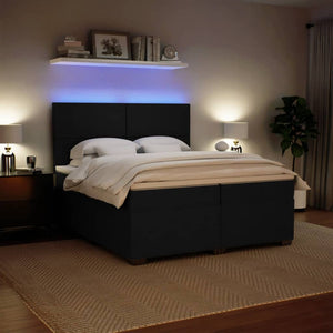 Κρεβάτι Boxspring με Στρώμα Μαύρο 200x200 εκ. Βελούδινο