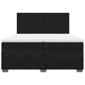 Κρεβάτι Boxspring με Στρώμα Μαύρο 200x200 εκ. Βελούδινο