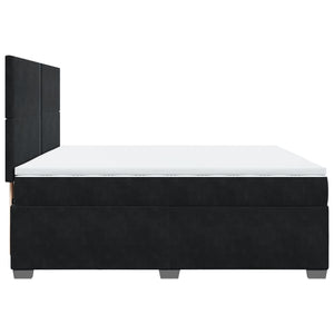 Κρεβάτι Boxspring με Στρώμα Μαύρο 200x200 εκ. Βελούδινο