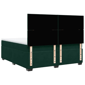 Κρεβάτι Boxspring με Στρώμα Σκούρο Πράσινο 200x200εκ. Βελούδινο